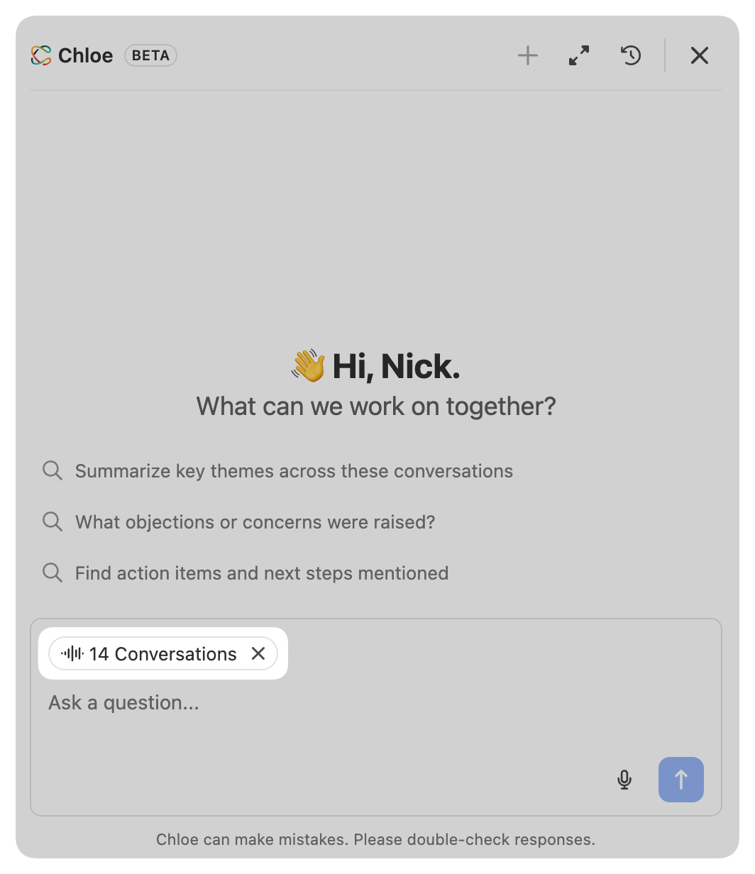 A context card visible in Chloe Chat