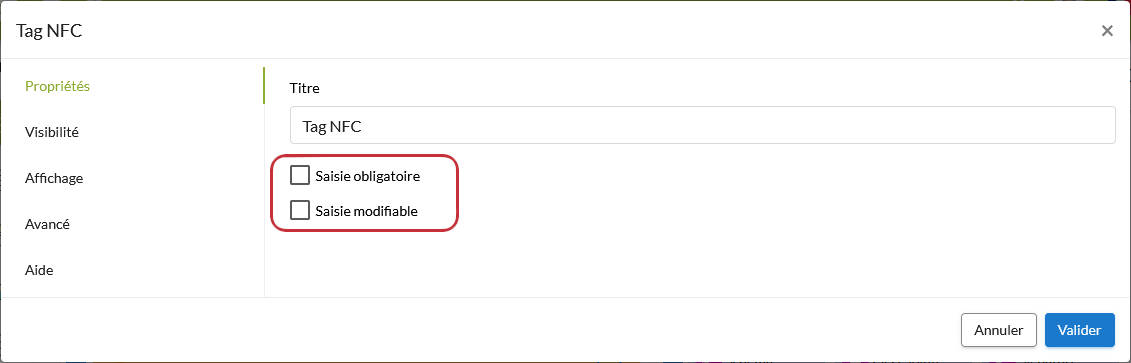 Vous pouvez rendre sa saisie obligatoire et / ou modifiable.