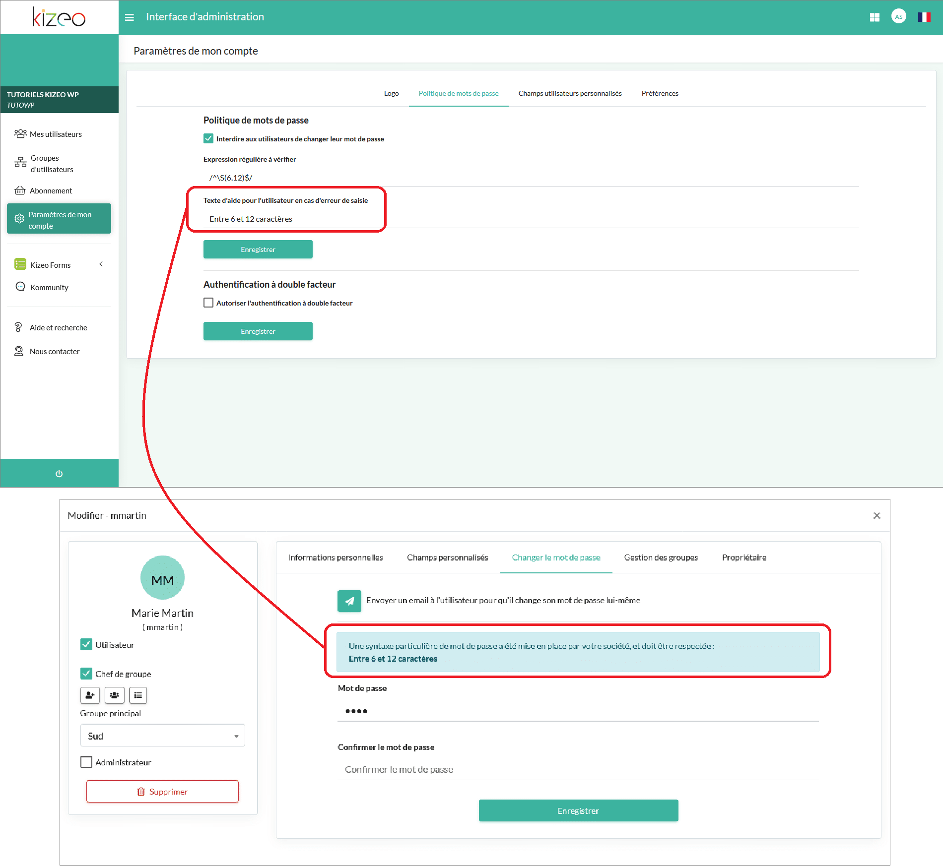 configuration de votre politique de mot de passe