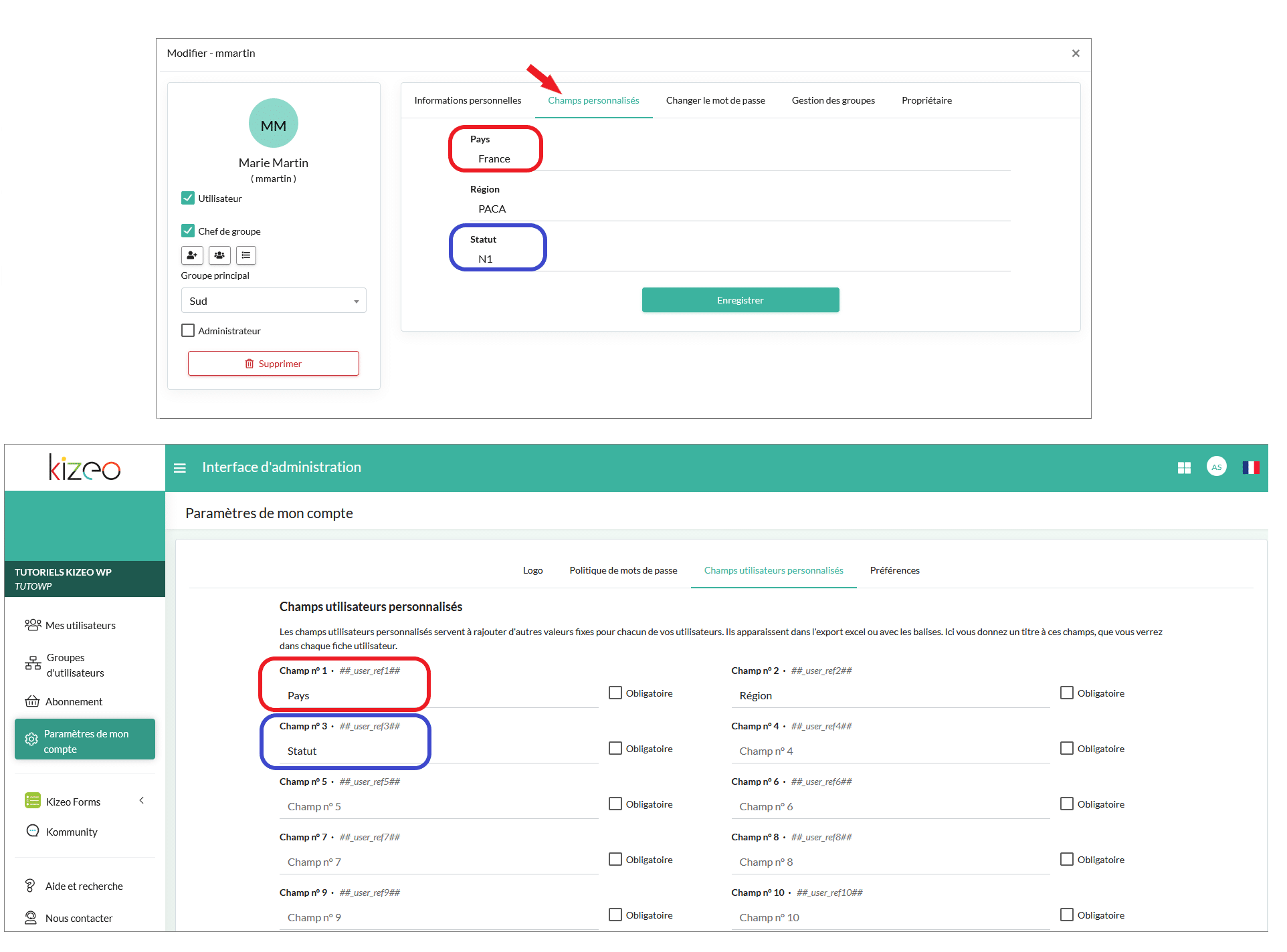 Retrouvez le numéro d'User ref dans la rubrique "Champs d'utilisateurs personnalisés".