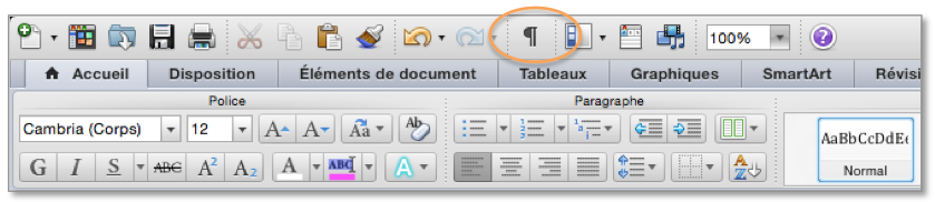 Pour vérifier ce que Word considère être un changement de paragraphe, utilisez l’option ¶ !