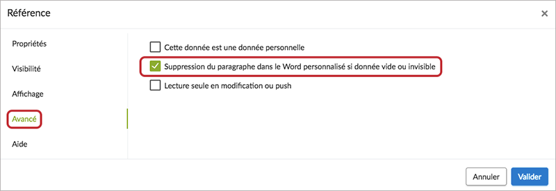 option suppression du paragraphe