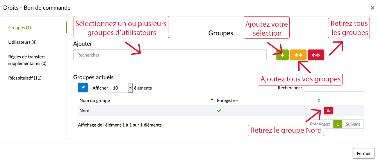 Configurez les droits d'accès à votre formulaire pour les différents groupes d'utilisateurs.