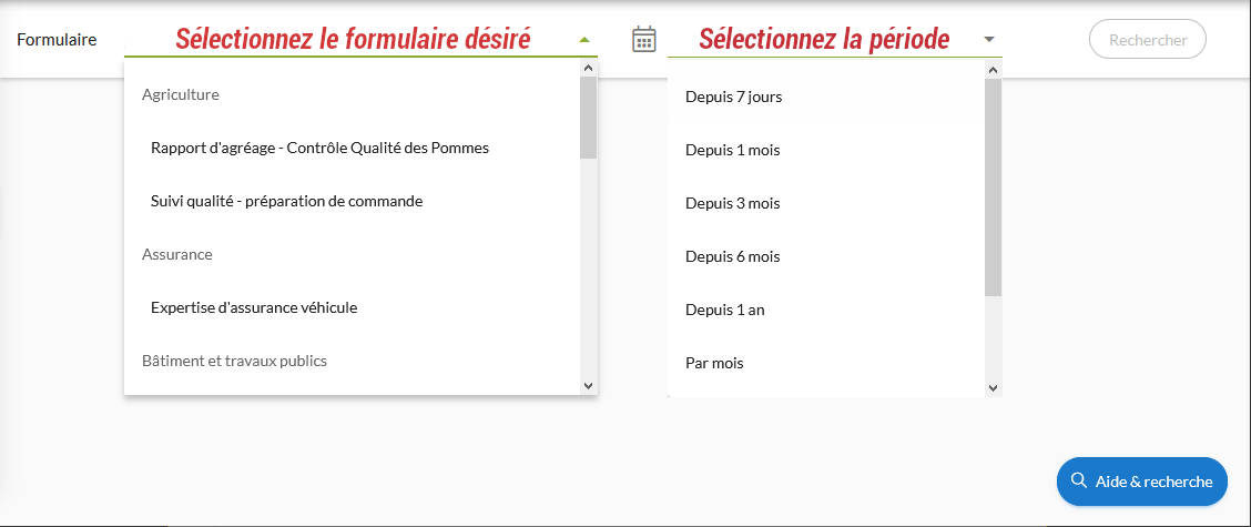 Sélectionnez le formulaire souhaité.