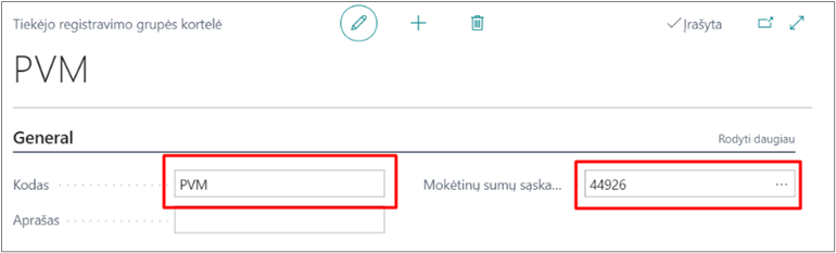 PVM uždarymas Business Central