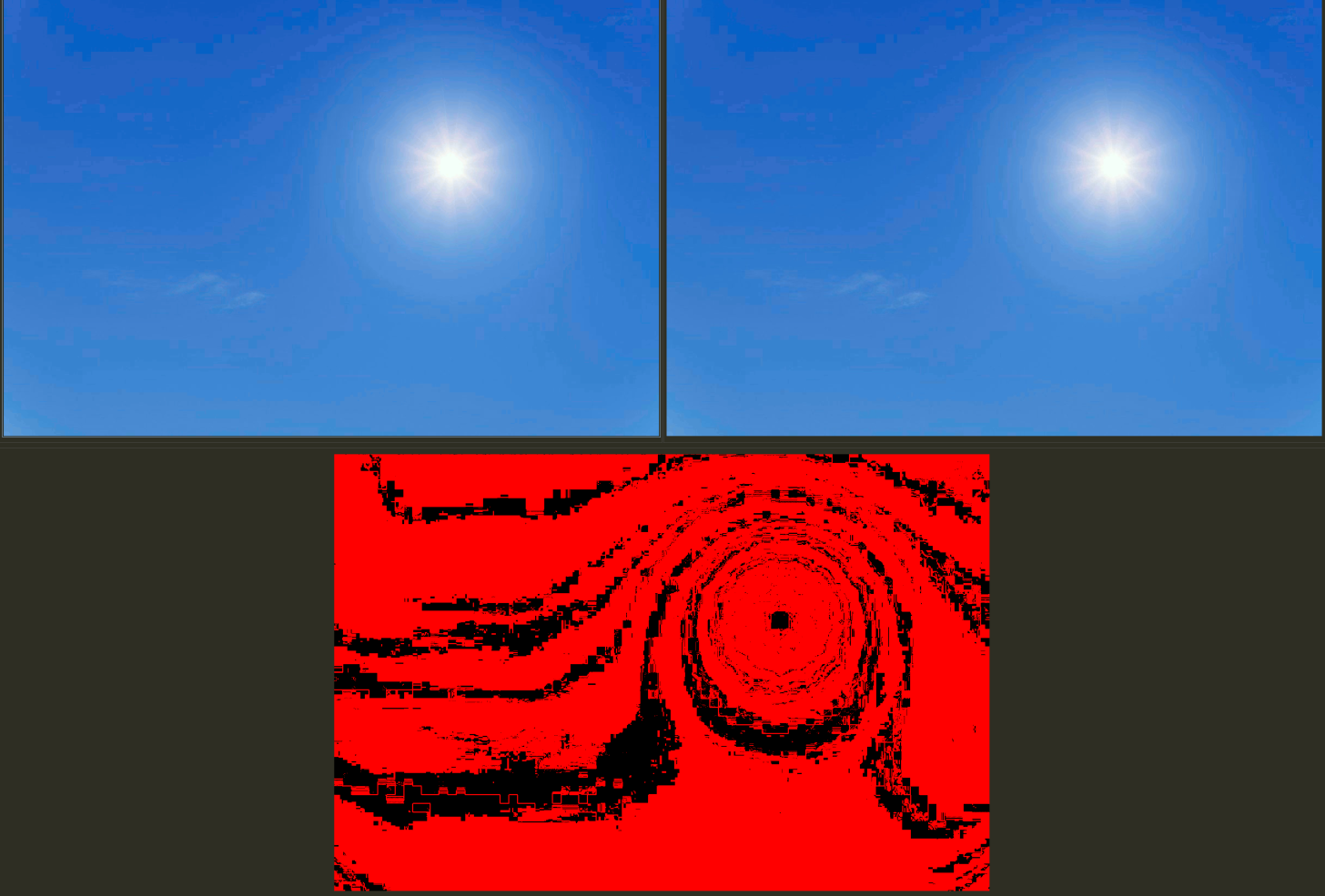 A blue sky with a red background  Description automatically generated