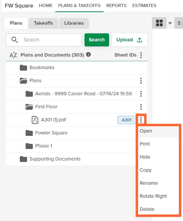 Plans and Docs Plans File Menu marked(1)