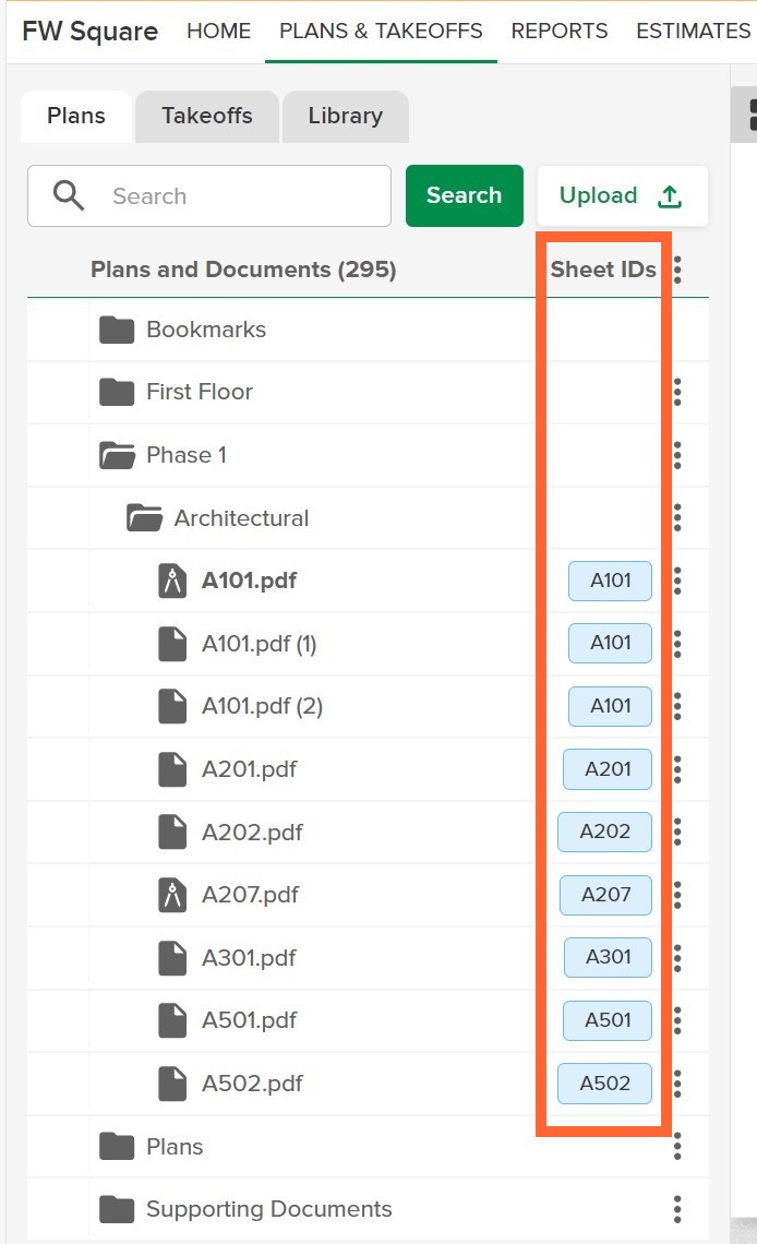 Plans and Docs Sheet IDs marked(1)