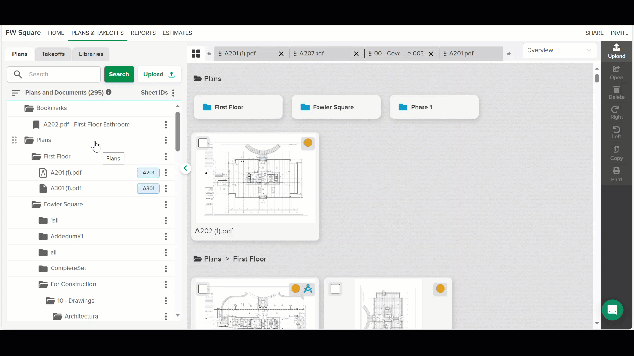 GIF showing steps to print full page from open plan