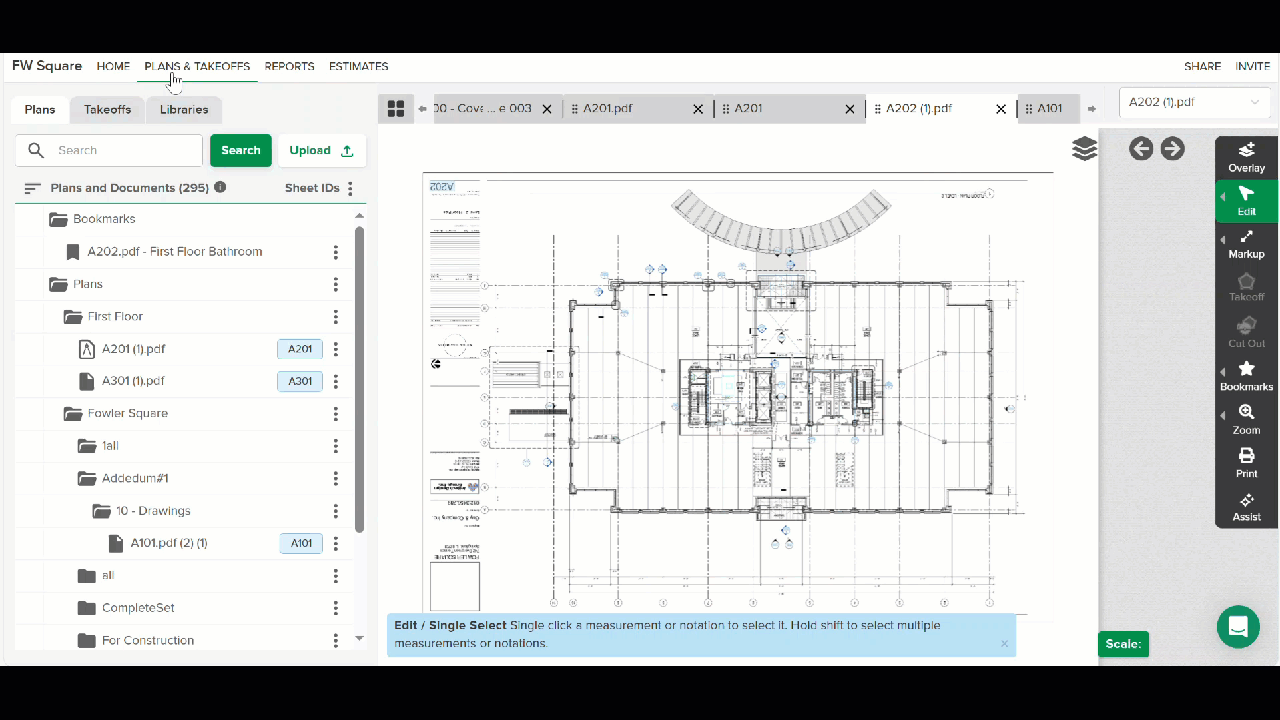 GIF showing steps to print from Plans and Documents list