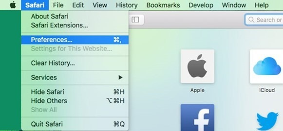 Safari tab menu