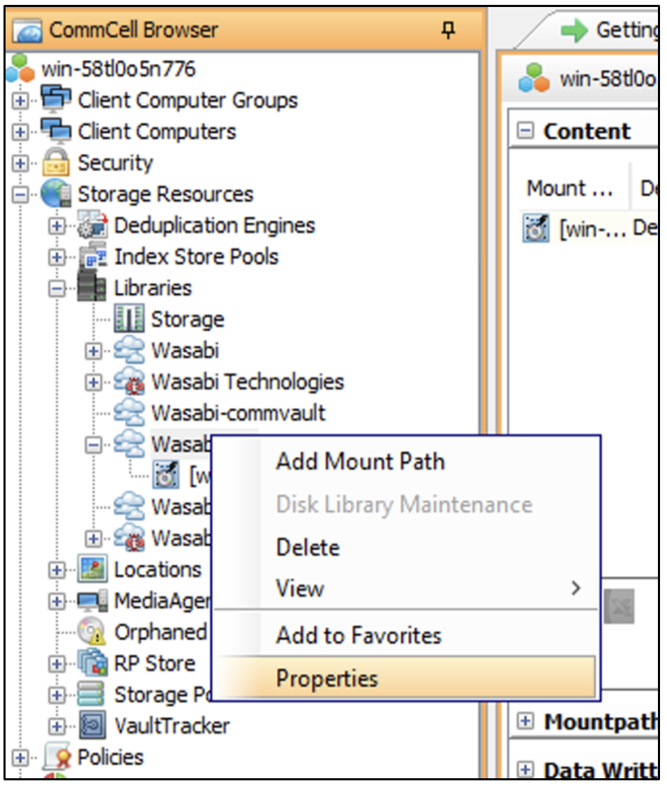 Virtual Commcell Configuring Commvault With Wasabi Using the Commcell Console