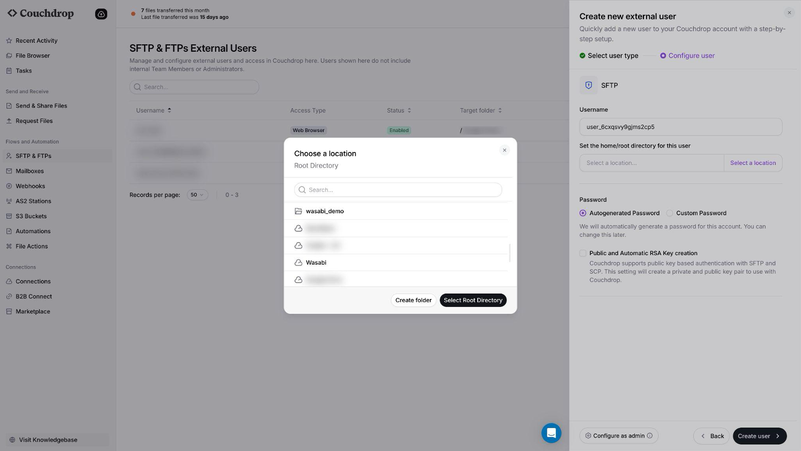 SFTP Access to Wasabi With Couchdrop