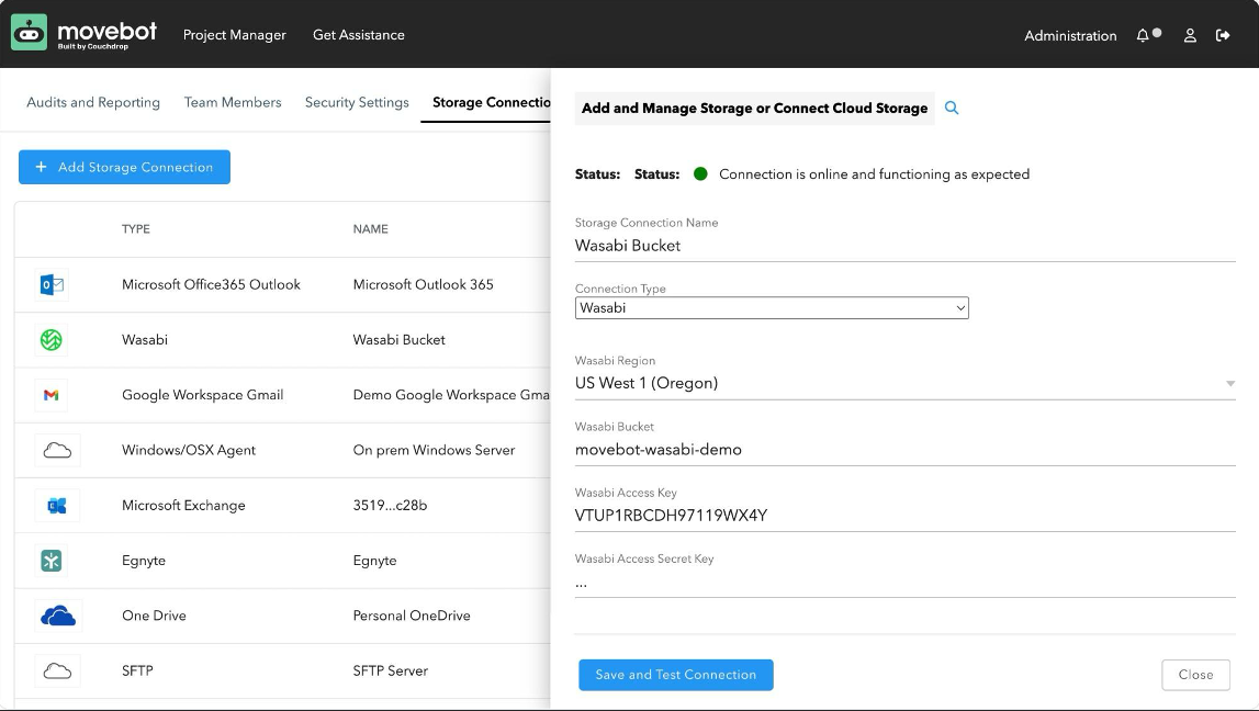 Migrating Data to Wasabi Using Movebot