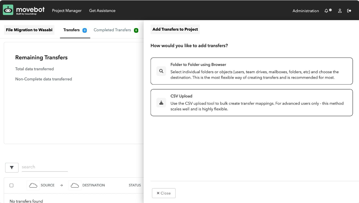 Migrating Data to Wasabi Using Movebot
