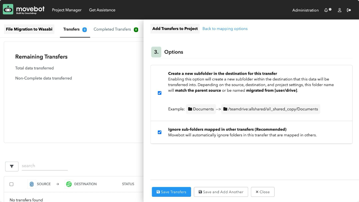 Migrating Data to Wasabi Using Movebot