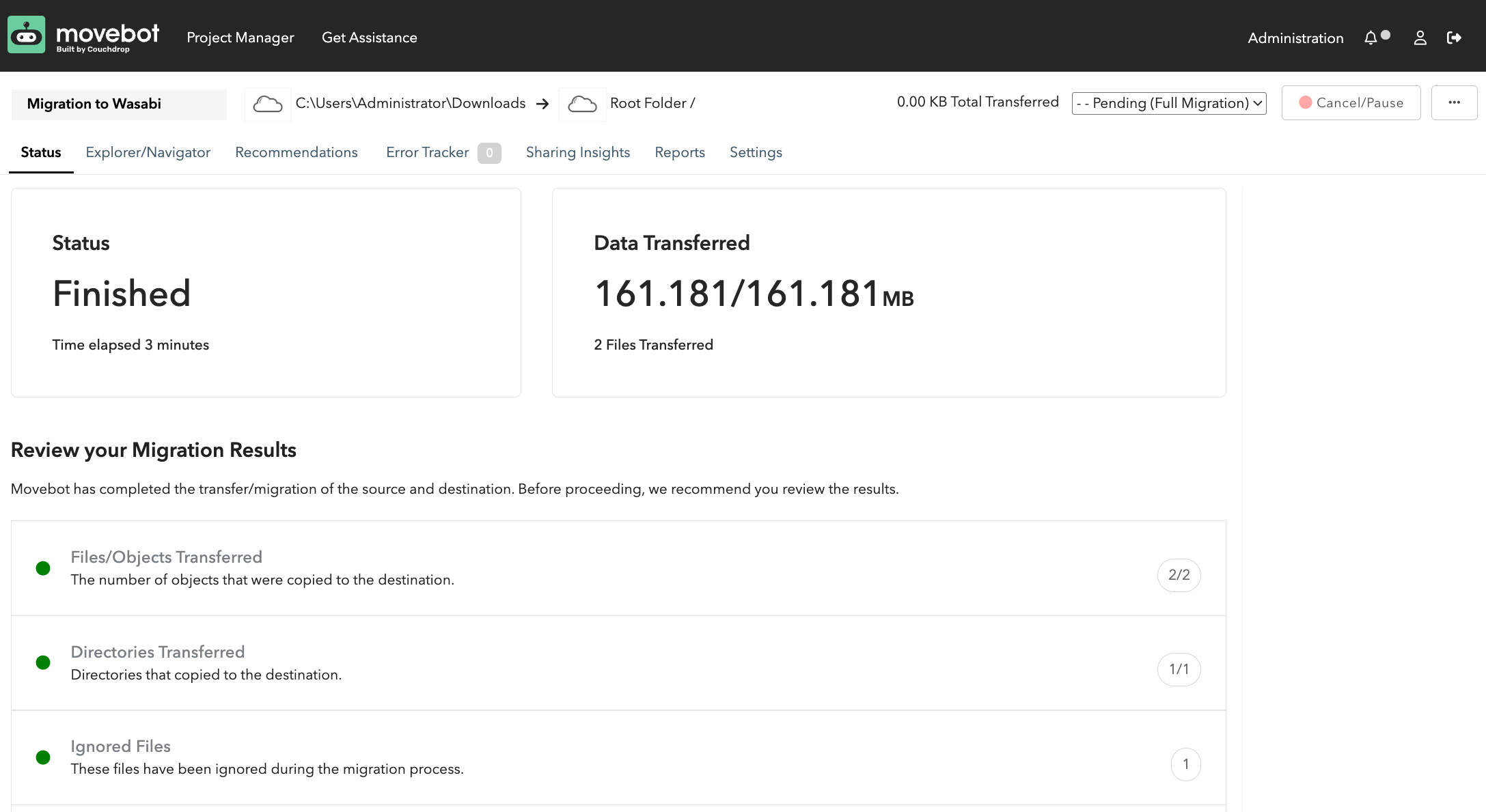 Using Movebot to Migrate Data From Windows File Server to Wasabi