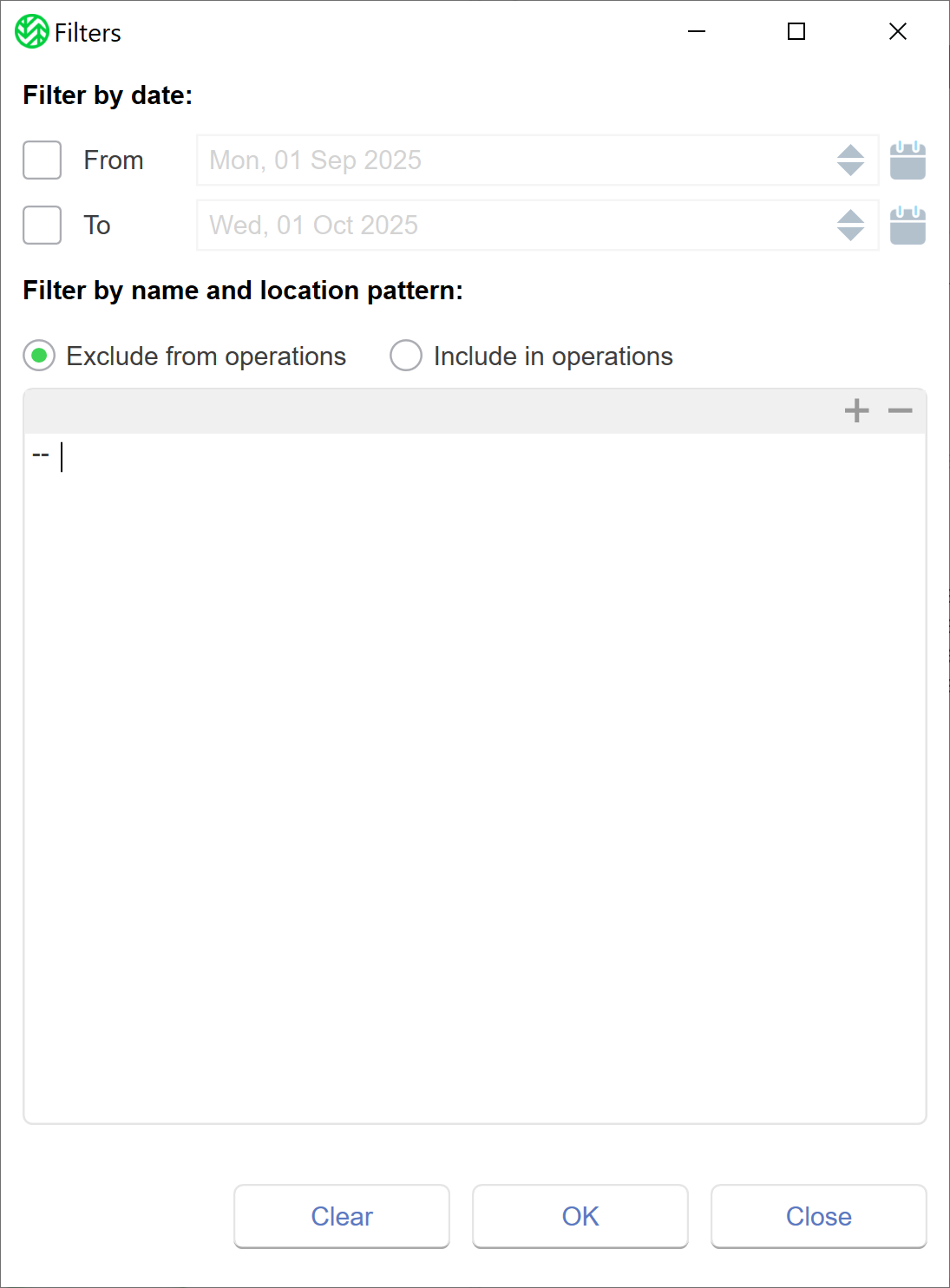 Filter Options With Disaster Recovery and Storage Extension in WSC