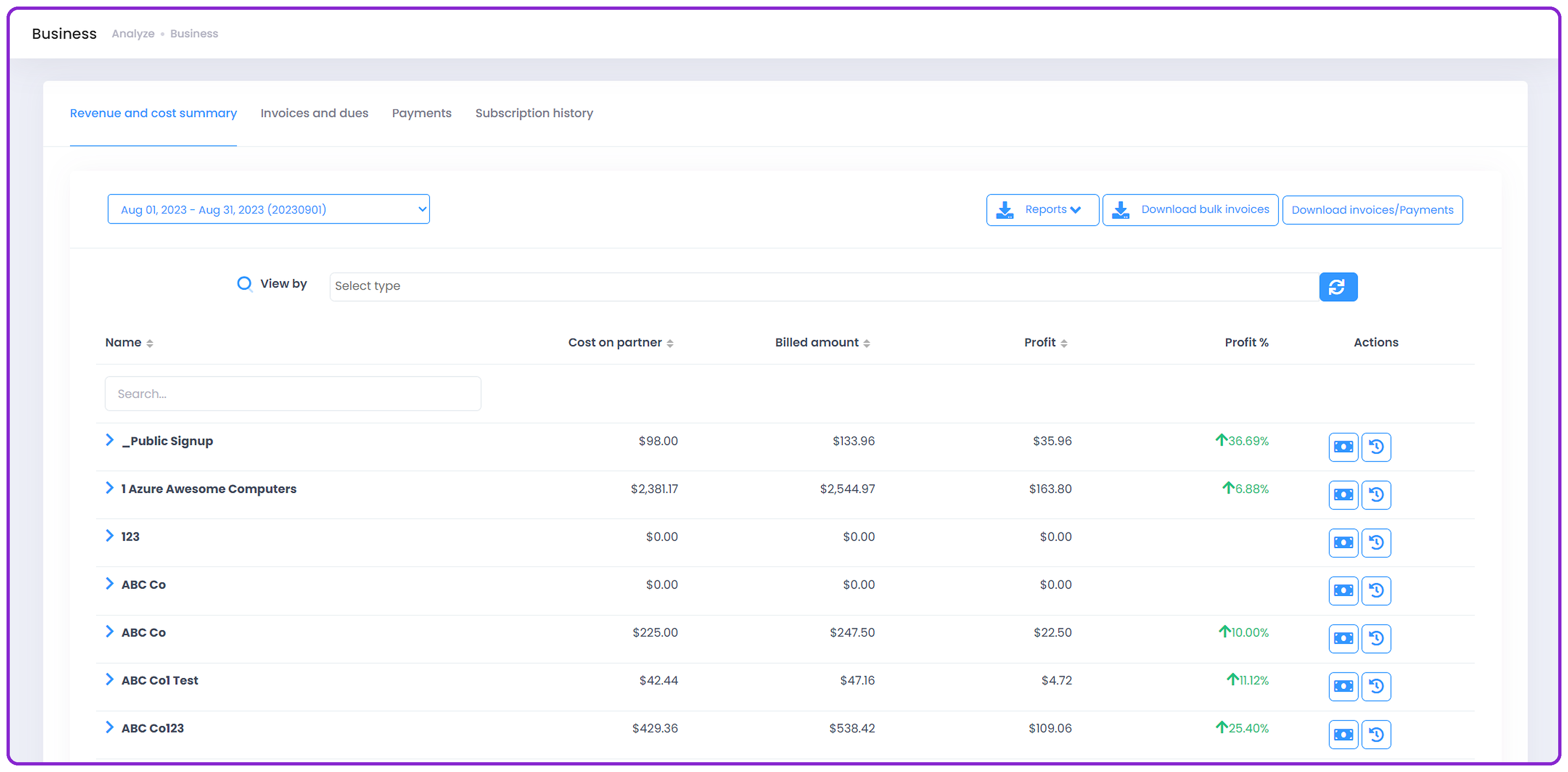 View and Download Invoices