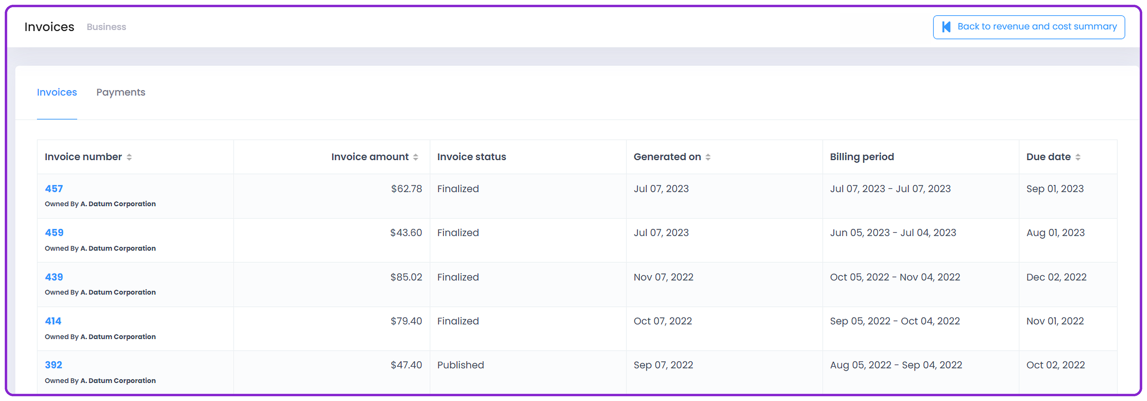 View and Download Invoices