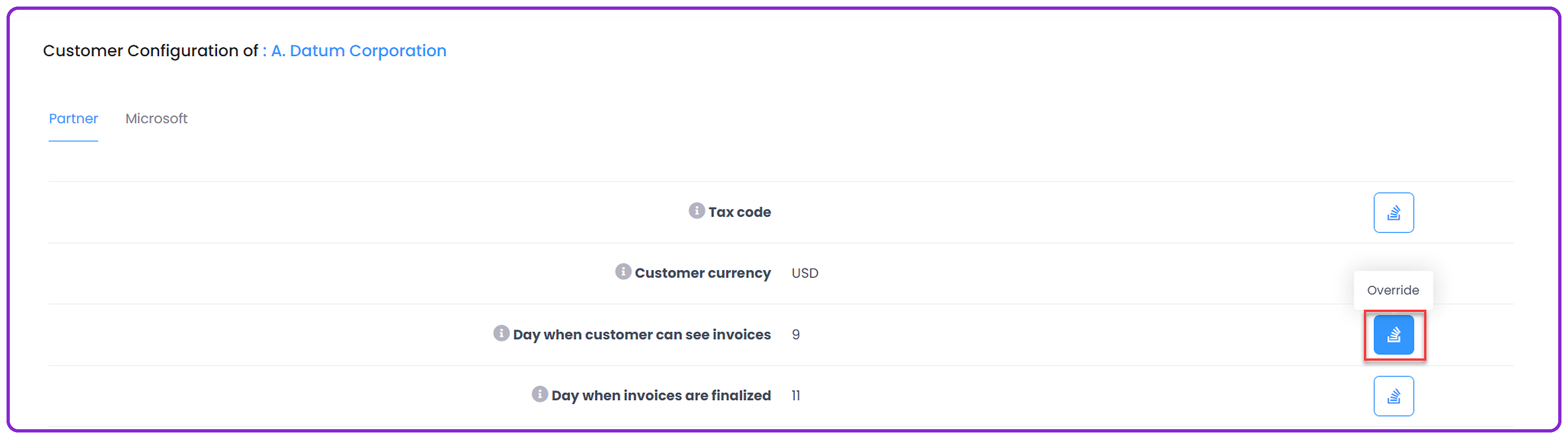 Customer Settings