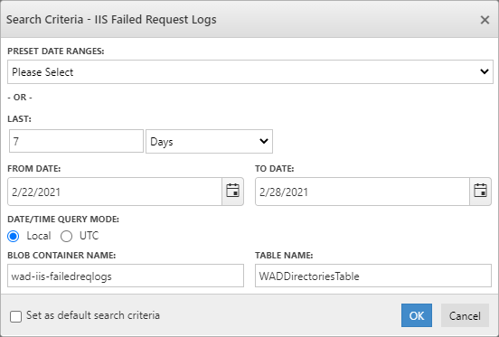 Search IIS Failed Requests