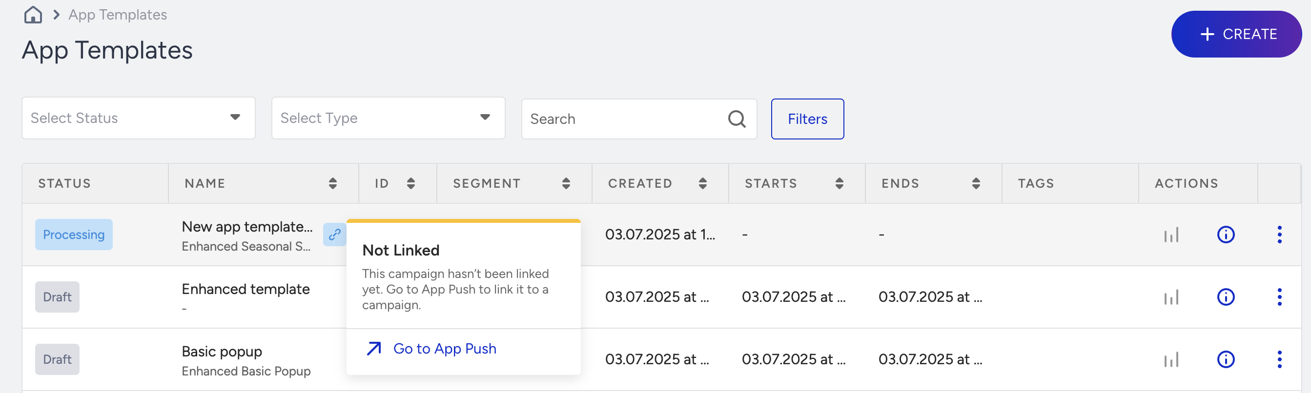 App Template From Push