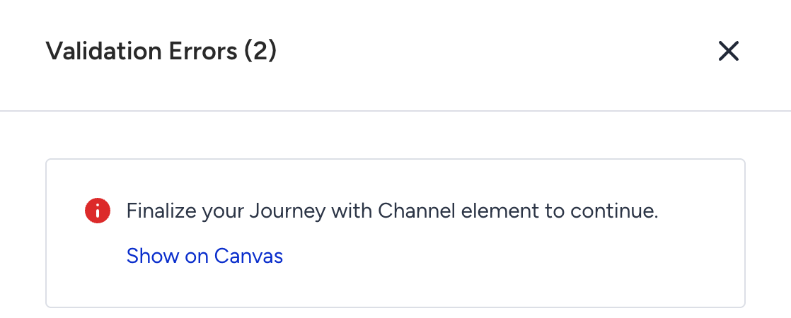 Validation error for a journey that ends with a wait element