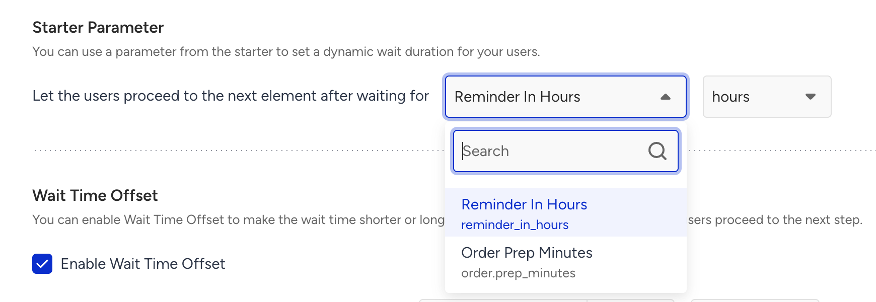 Selecting a number parameter from the Sample API Request
