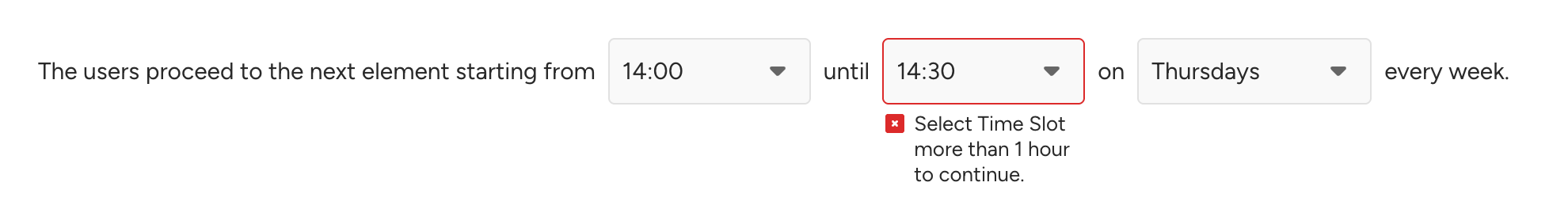 Error for a slot shorter than one hour