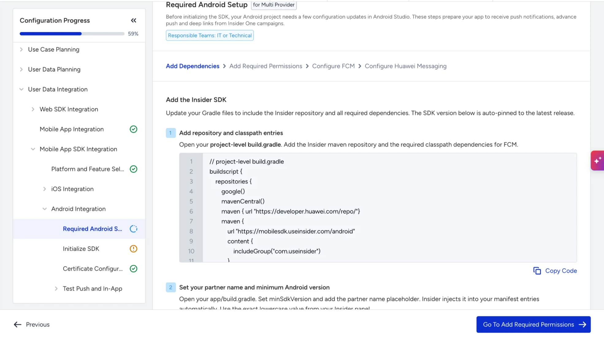 Required Android Setup step in Mobile App SDK Integration