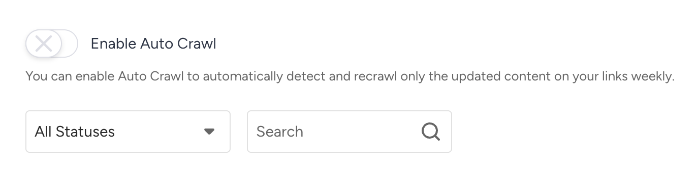 The Enable Auto Crawl toggle in the Edit Source panel