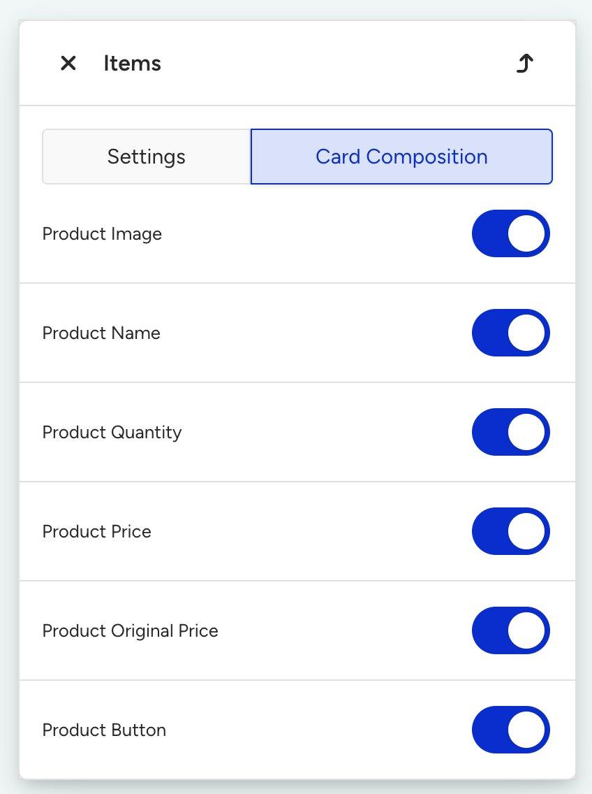 Card Composition tab with toggles
