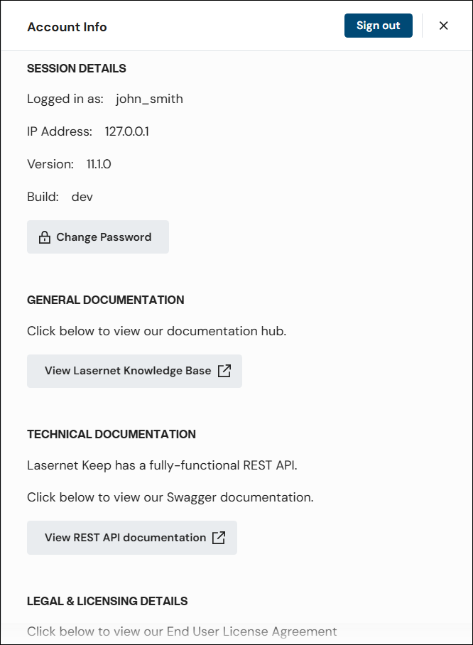 Keep account information pane
