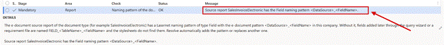 The naming pattern row in the checklist: the pattern is shown as <DataSource>_<FieldName> instead of %7_%2.