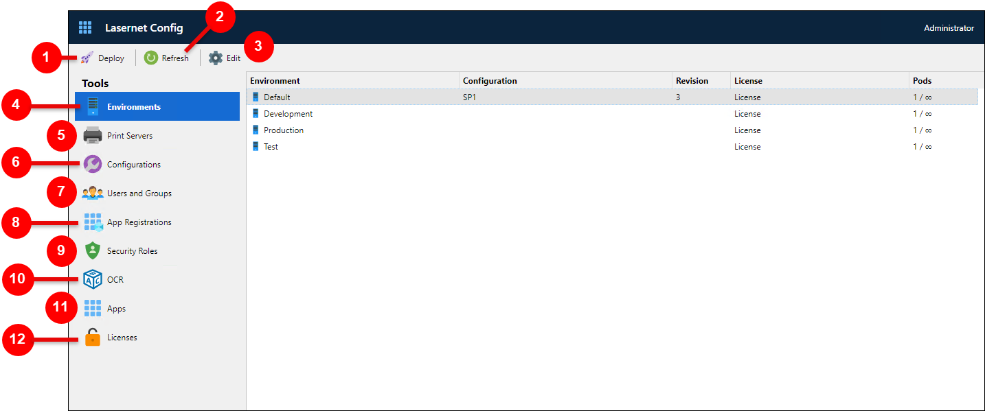 Find Your Way Around the Lasernet Core Administration Tool