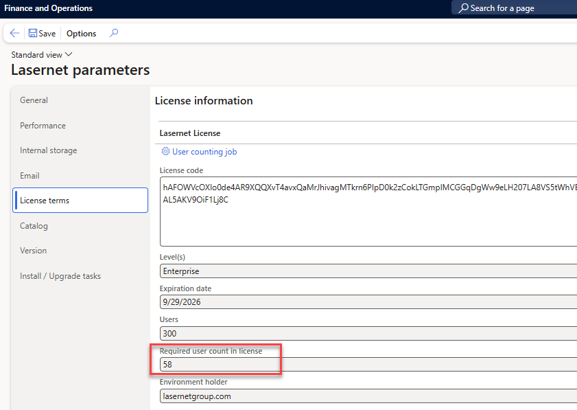 Required base users in Lasernet license