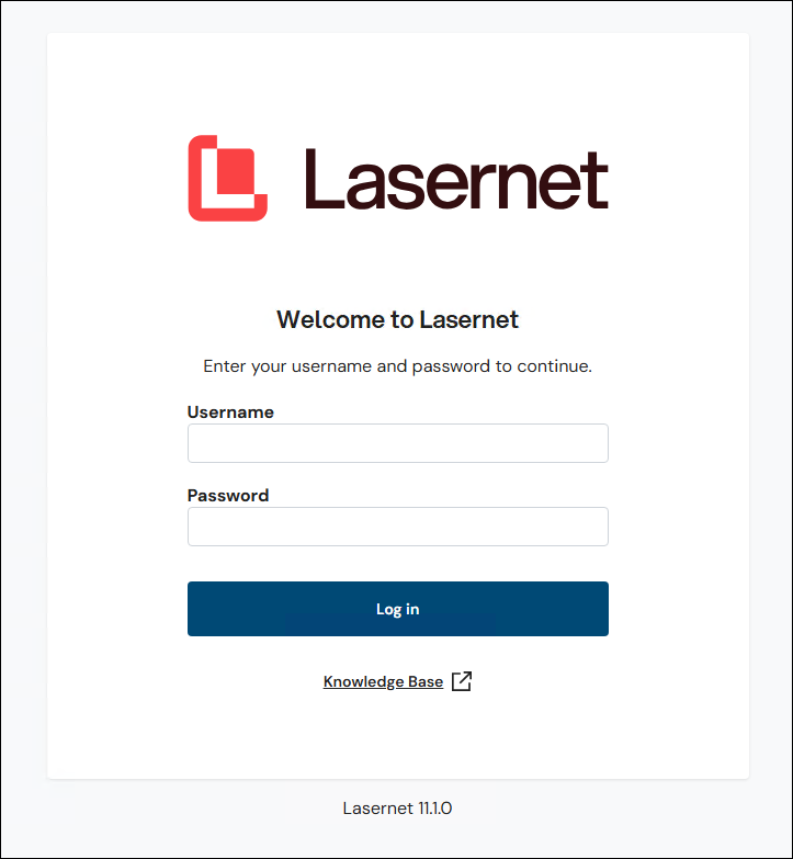 Sign In to the Lasernet Core Administration Tool
