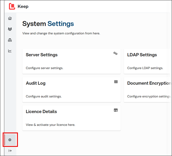 Where to find Keep system settings