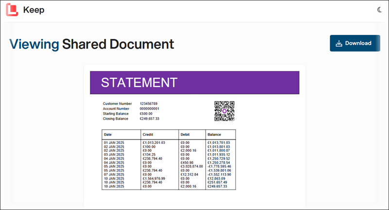 Viewing shared documents in Keep.