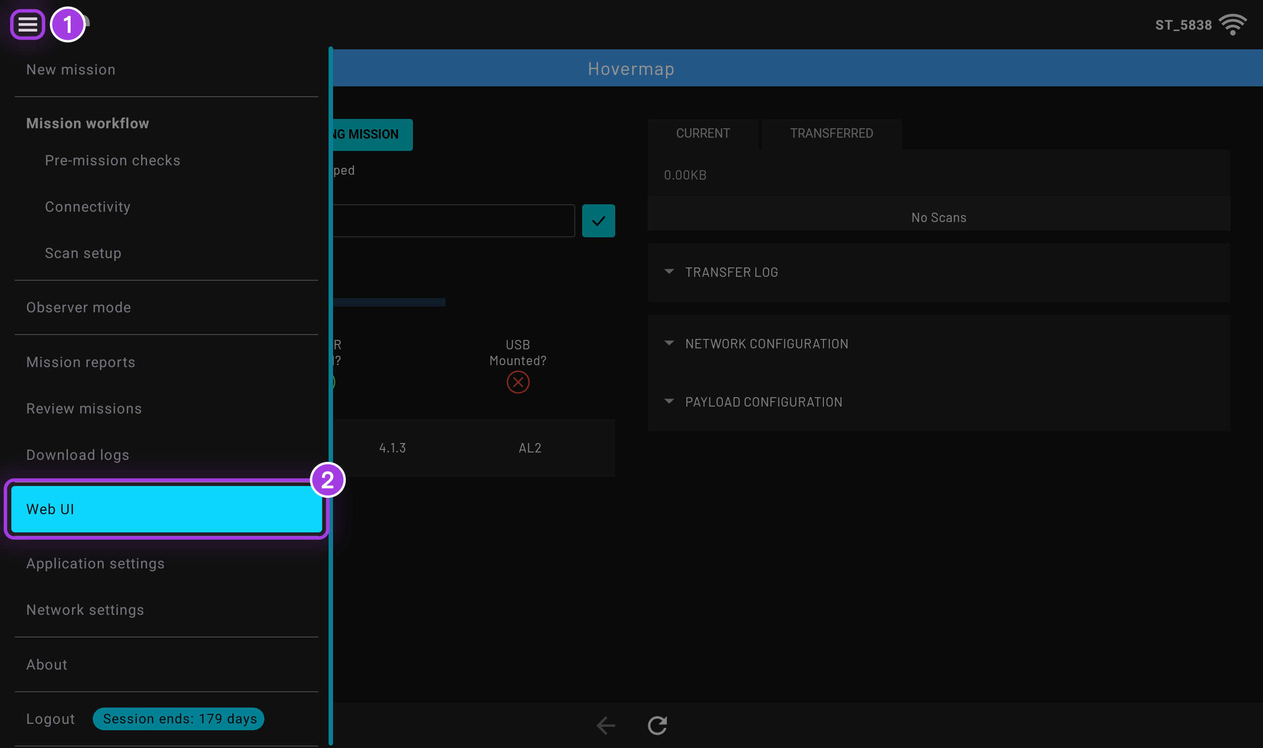 Opening the Web UI from the Commander Options menu