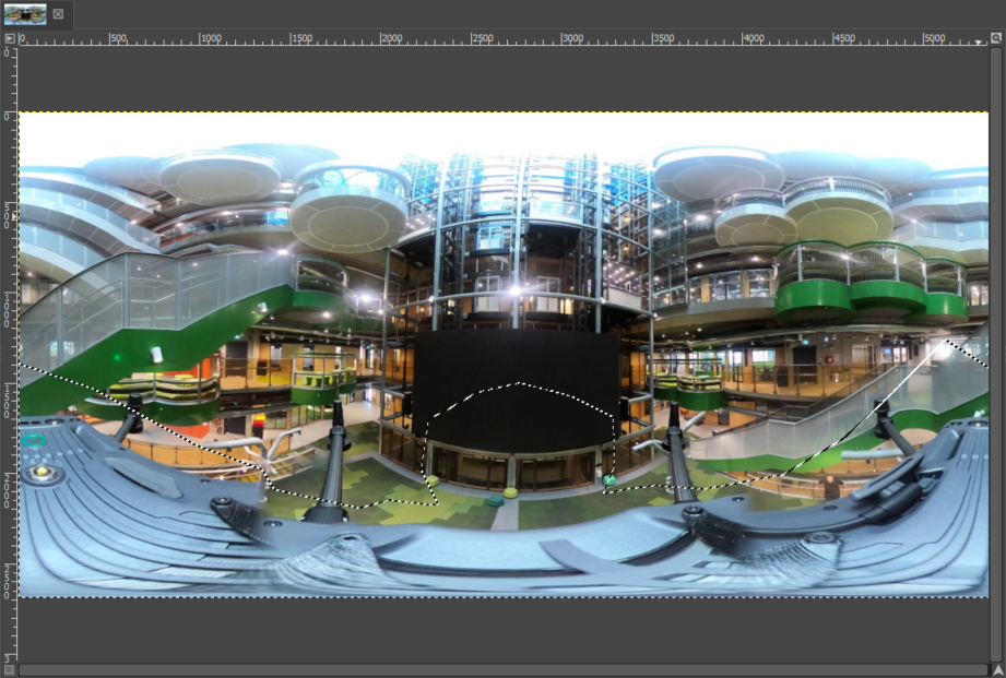 The selected mask area shown on top of the image