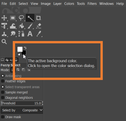 The active background colour set to black