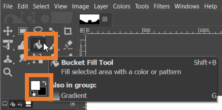 The Bucket Fill Tool with the foreground colour set to white