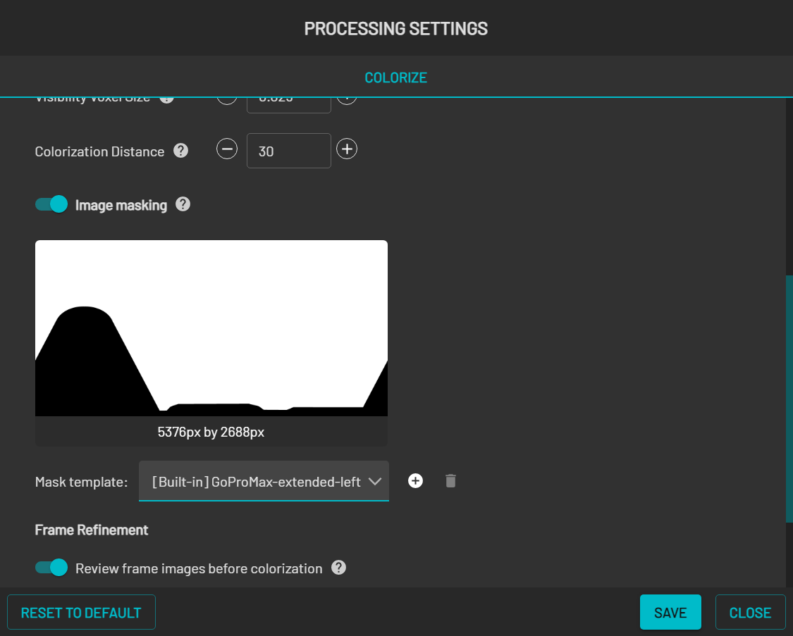 Image masking enabled in the workflow settings