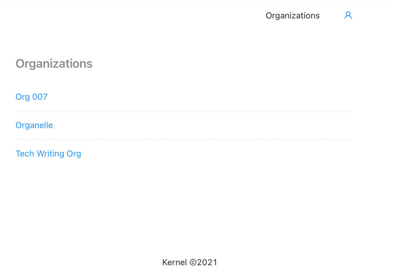 Image: Organizations page in Kernel Researcher Portal.