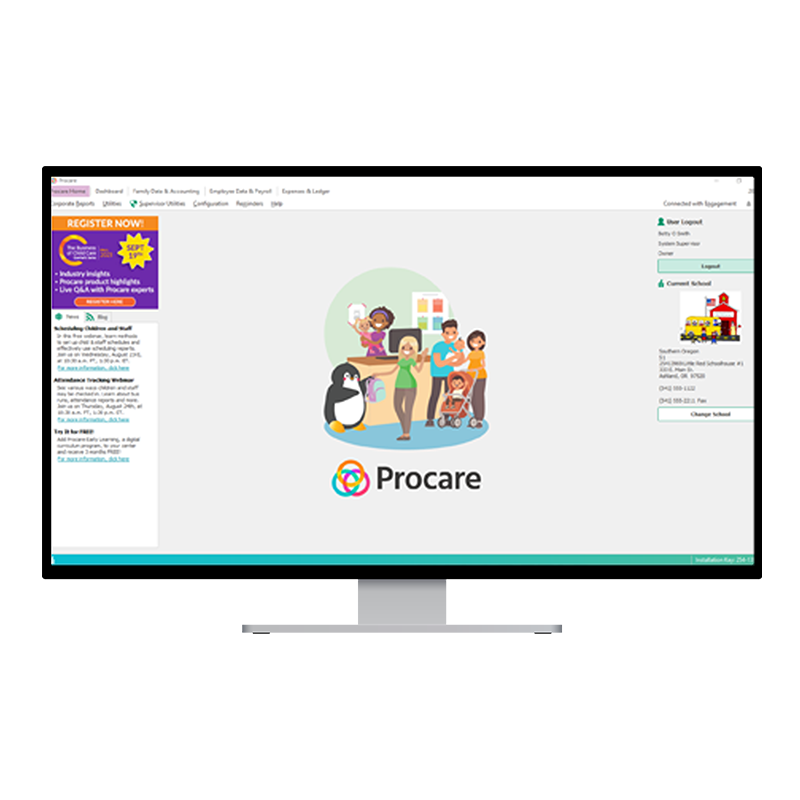Procare Desktop Welcome Screen
