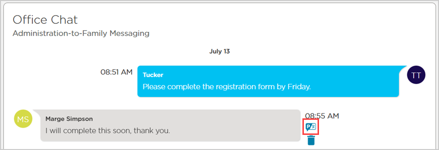 procare online message translate icon