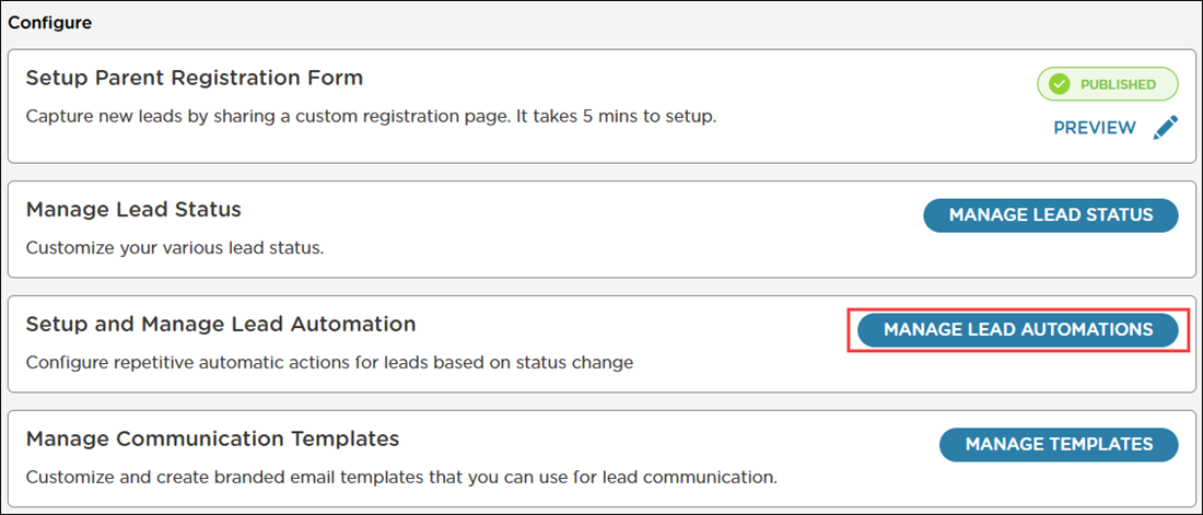 manage lead automations