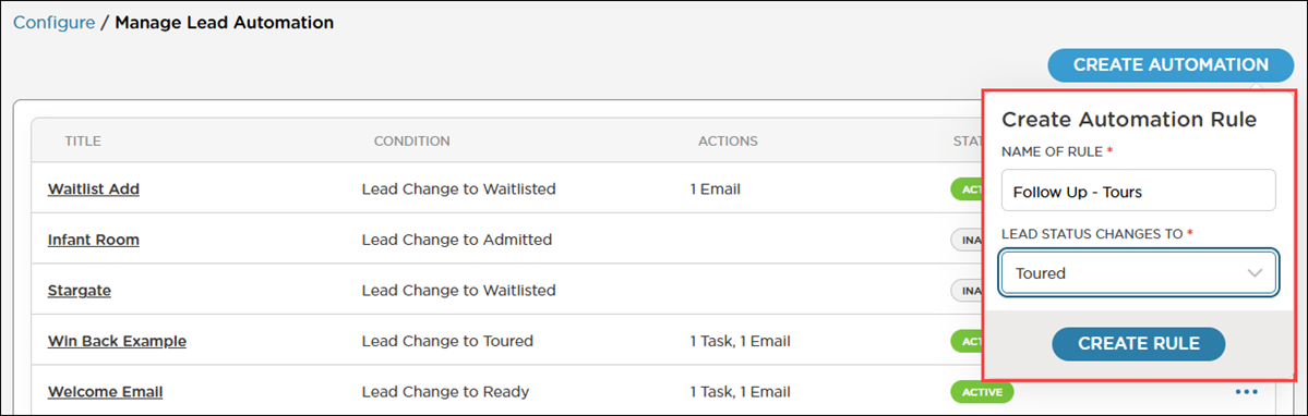 create automation rule